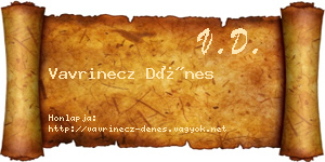 Vavrinecz Dénes névjegykártya